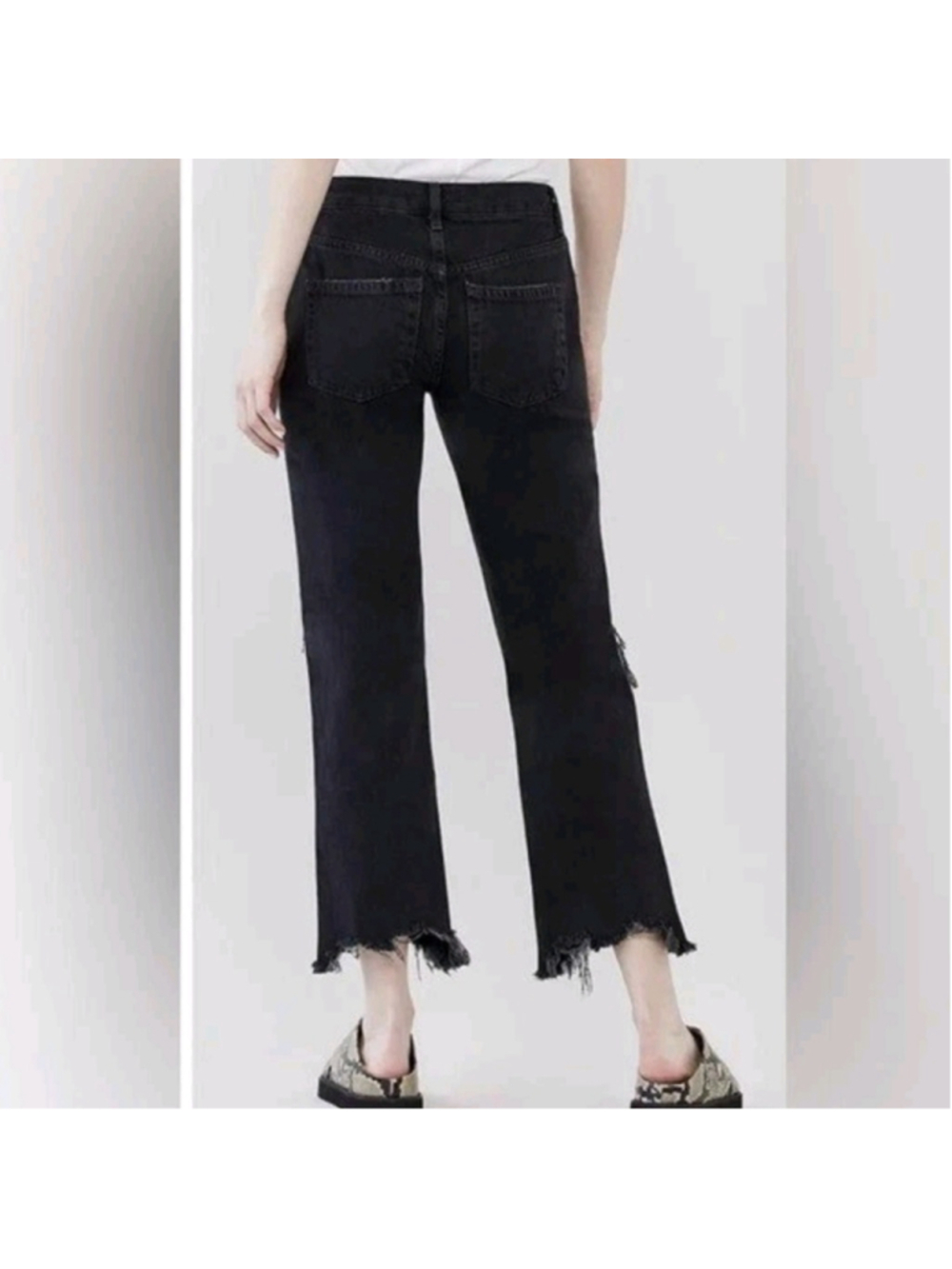 Free People Maggie Mid Rise Distressed Black Women Jeans Size 27 NEW - Picture 3 of 16